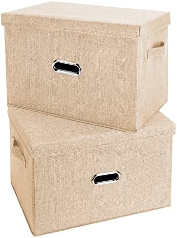 Large Linen Fabric Foldable Storage Bins by Unknown