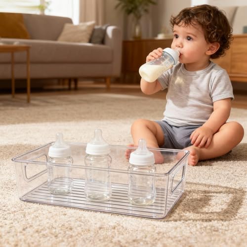 2Pack Clear Baby Bottle Organizer Portable Baby Bottle Storage Container - Image 4