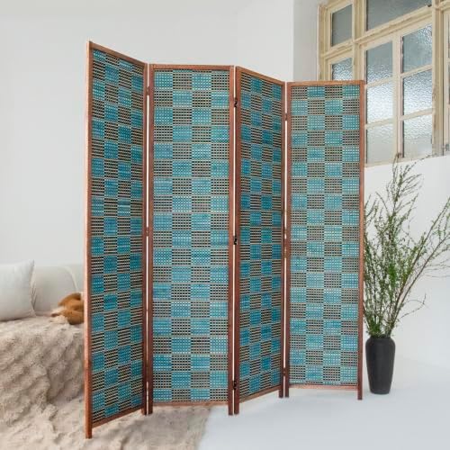 4 Panel Bamboo Room Divider, 5.6 ft Tall Double-Sided Folding Privacy Screen - Image 5