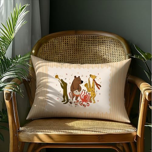 Cute Jungle Animal Band Striped Print Pillow Cover 20x12, Whimsical Animal - Image 4