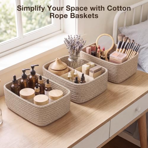 3 Pack Small Baskets for Organizing, Woven Storage Baskets for Shelves - Image 6