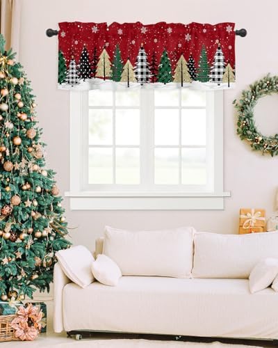 Red Merry Christmas Valance Curtains - Image 7