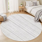 Nakagishi Round Rug Boho Area Rugs: 5x5 Washable Large Circle Neutral Soft - Image 5