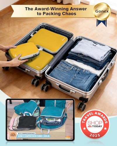 Gonex Compression Packing Cubes, 4-Piece Expandable Travel Organizers - Image 2