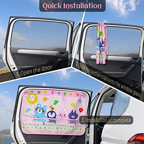 DIZA100 Car Sun Shade for Window Baby, 7 Suction Cups, Cute Patterns for - Image 6