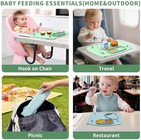 2-Pack Silicone Baby Mats with 8 Stretchable Straps & Suction Cups - Image 7