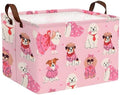 Pink Dog Toy Basket Collapsible Puppy Bin Storage Organizer Large Pet Box by BOOHIT