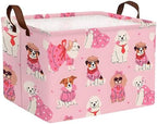 Pink Dog Toy Basket Collapsible Puppy Bin Storage Organizer Large Pet Box by BOOHIT