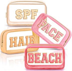 4 Pcs Beach Toiletry Bag Clear Chenille Letter Pouch Diaper Bag Organizer by SilTriangle