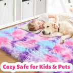 Amdrebio Pink Blue Purple Large Shag Rug 8x10 - Image 2