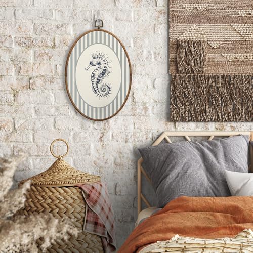 SONMYSULIL Coastal Beach Seahorse Wall Art Decor, Ocean Beach Nursery Oval Wall - Image 4