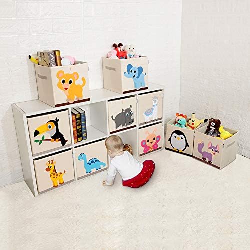 13 Inch Animal Cube Storage Bins, Foldable Fabric Kids Toy Box & Toy Chest - Image 6