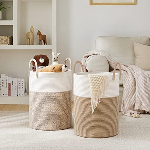 YOUDENOVA Cotton Rope Laundry Hamper Basket, 72L Blanket Basket - Image 6