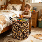 Kids Laundry Basket, Leopard pattern hamper, Nursery Hampers, Waterproof - Image 3