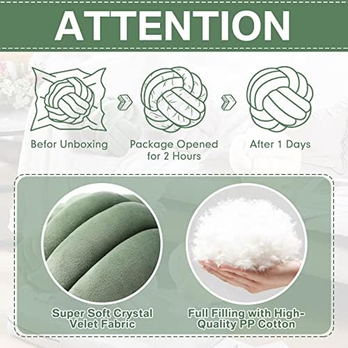 Namalu 10.6 Inches 2 Pcs Knot Pillow Decorative Throw Pillow, Dark Green - Image 4
