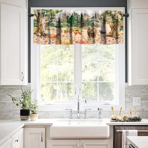 Forest Valance Curtain for Kitchen, Window Treatment Retro Mountain Forest - Image 6