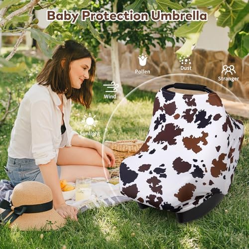 Rquite 4-in-1 Baby Car Seat Canopy, Stretchy Nursing Breastfeeding Cover - Image 4