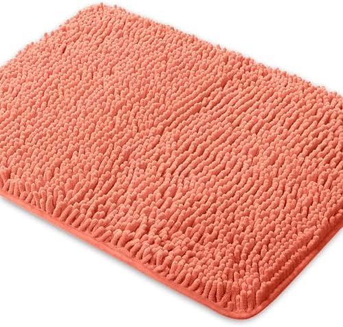 Yeaban Chenille Coral Bathroom Rug 20"x32", Non-Slip Rubber Backing by Yeaban