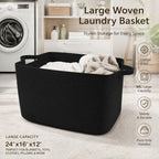 96L Woven Laundry Basket with Handles, Extra Blanket Basket - Image 5