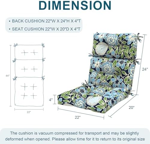 DYTXIII Outdoor High Back Chair Cushions Set of 2, Water Repellent Tufted - Image 3