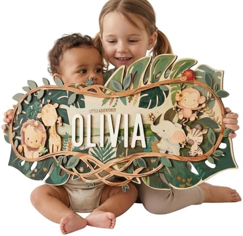 Custom Safari Nursery Name Sign by AydansUniqueFinds