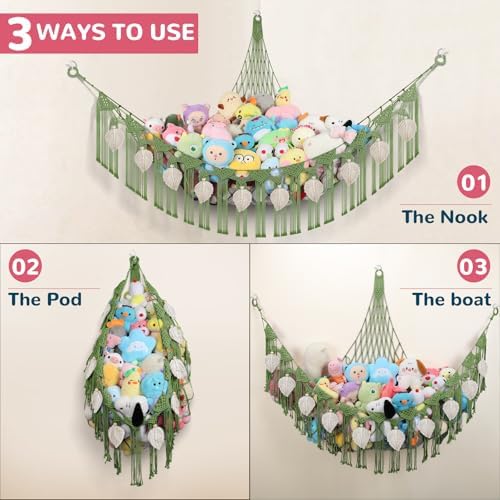 82.7x59x59 Inch Jumbo Stuffed Animal Storage Hammock Corner Toy Net - Image 5