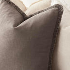 Foindtower Decorative Linen Fringe Throw Pillow Covers 16×16 Light Coffee - Image 5