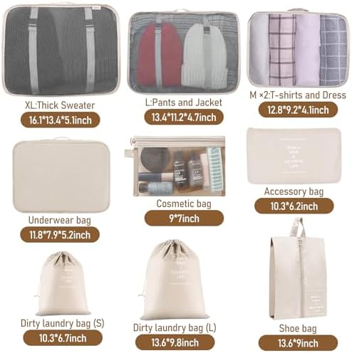 Packing Cubes for Travel 10 Set Luggage Organizer Bags - Image 6