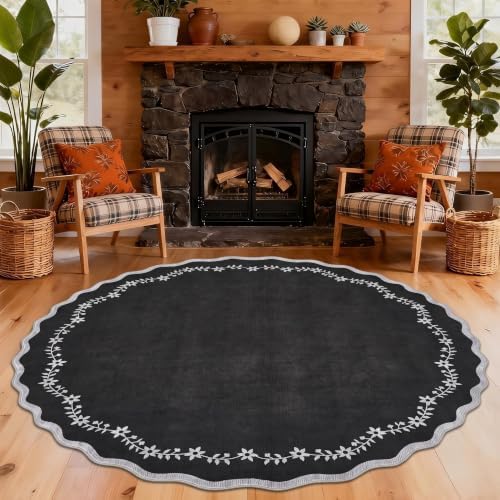 GarveeHome Large Round Rug 8ft Scalloped Washable Circle Living Room Rug - Image 3