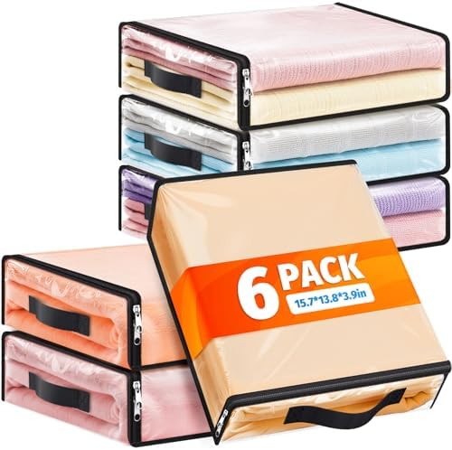 SpaceWhisper Clear Sheet Storage Bags, 6 Pack, 15.7 x 13.8 x 3.9 in by Unknown