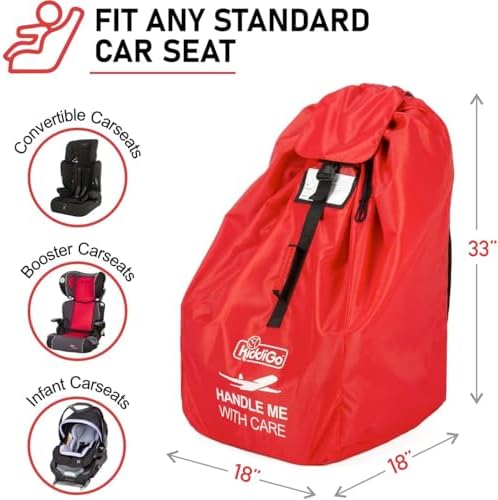 KiddiGo Car Seat Travel Bag for Airplane, 33” H x 18” W x 18” D, Fits Most - Image 2