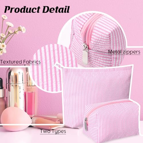 Huhumy 2 Pcs Makeup Bag Set for Women, Thin Stripe - Image 3