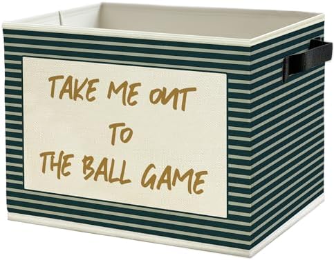 Vintage Baseball Nursery Storage Bins Box by Unknown
