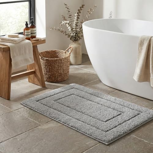 GRANNY SAYS Gray Bathroom Rug 16" x 24", Non-Slip Microfiber Bath Mat by GRANNYSAYS