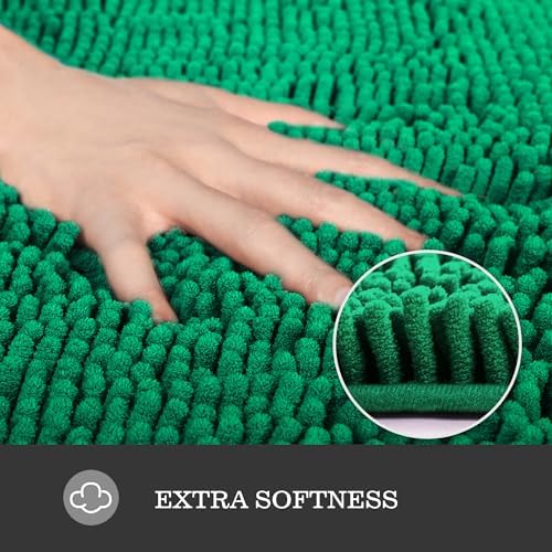 Yeaban Chenille Emerald Bathroom Rug 20"x32", Non-Slip Rubber Backing - Image 3