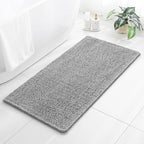 Chenille Bathroom Rug 26"x44" Gray, Non-Slip Plush Bath Mat by Kildoss