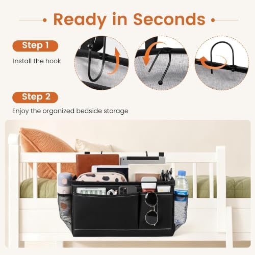 Fab totes Bedside Caddy for Dorm Bed, Bedside Storage Bag Hanging Organizer - Image 5