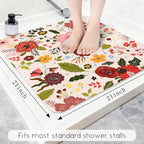 Bathtub Mat Non Slip, Flower Square Bath tub Mat Shower Floor Mat - Image 2