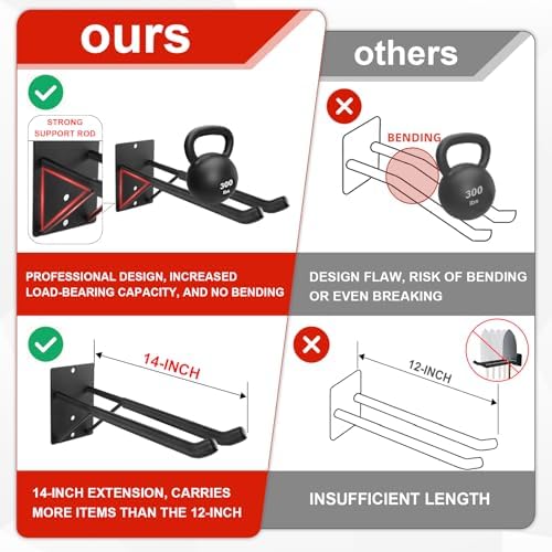 14" Large Heavy Duty Garage Hooks, Steel Garage Storage Hooks - Image 3