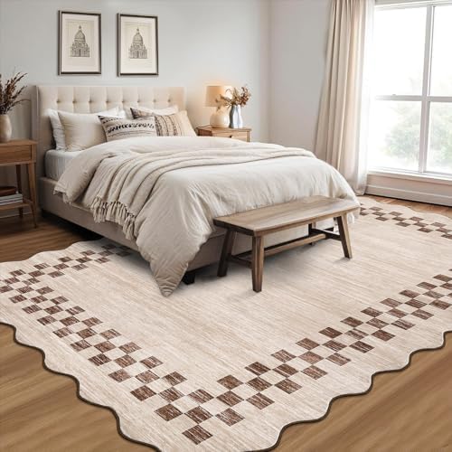 GarveeHome Washable Rug 5x7 for Living Room Large Bedroom Scalloped Rug - Image 3