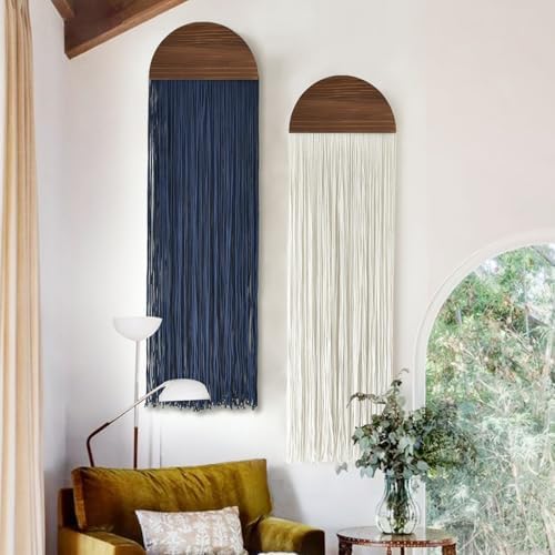 2Pcs Macrame Wall Hanging Fiber wall Art Handmade Boho Decor 13.7"W*51"L by FLBER
