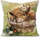 Cute Highland Cow Decor Pillow Cover 18x18 by Unknown