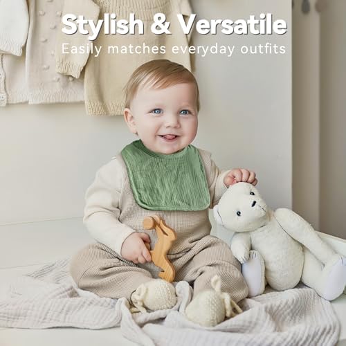 Muslin Baby Bibs for Unisex Boys Girls, Cotton Drool Bibs, Adjustable Newborn - Image 2