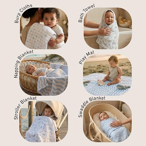 GLLQUEN BABY Muslin Swaddle Blankets 4Pk Receiving Blanket Large 35" x 40" - Image 6