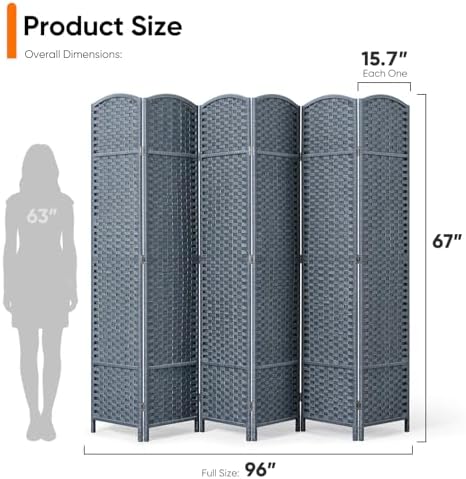JOSTYLE Outdoor Privacy Screen 6-Panel Folding Room Divider Space Partition - Image 4