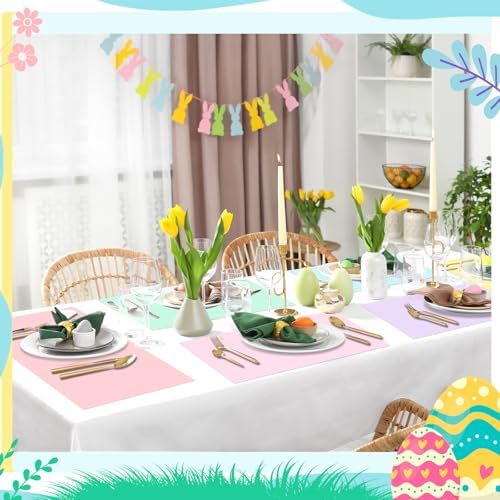 Fullhawl 120 Pcs Pastel Paper Placemats, Disposable Rectangular Table Setting - Image 4