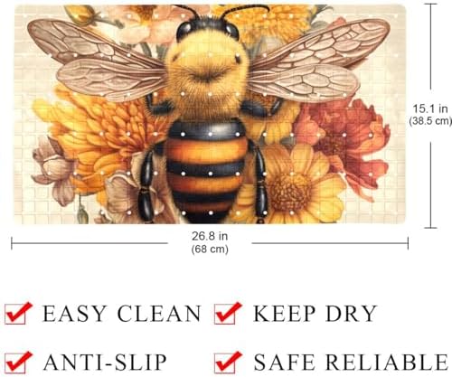 Shower Mat Non Slip, Bee Flowers Anti Slip Bath Mat - Image 4