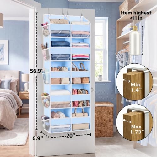 Blue Over the Door Organizer 5 Tiers, Extra Large Behind Door Storage of 10 - Image 4