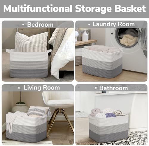 Goodpick 50L Large Woven Storage Basket, Gradient Gray - Image 6