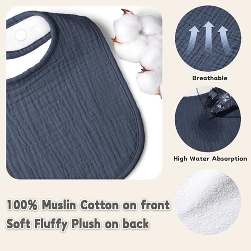 Susurration Muslin Baby Drool Bibs 10Pack Soft Square Adjustable Bandana Bibs - Image 3